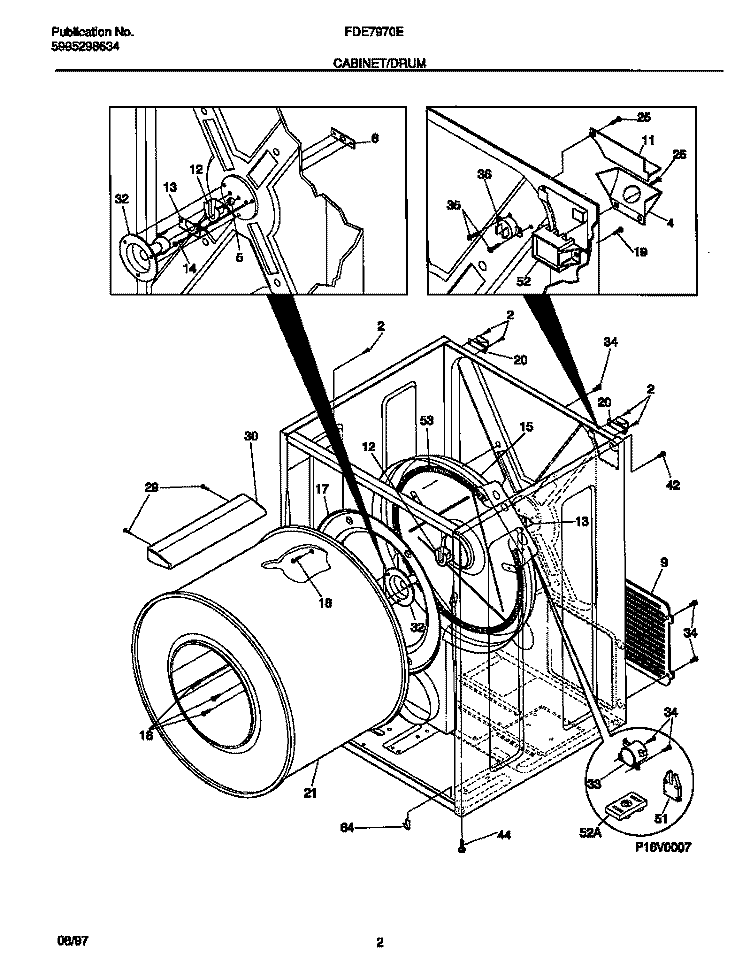 CABINET / DRUM Diagram and Parts List for FDE7970EW1  Frigidaire Dryer