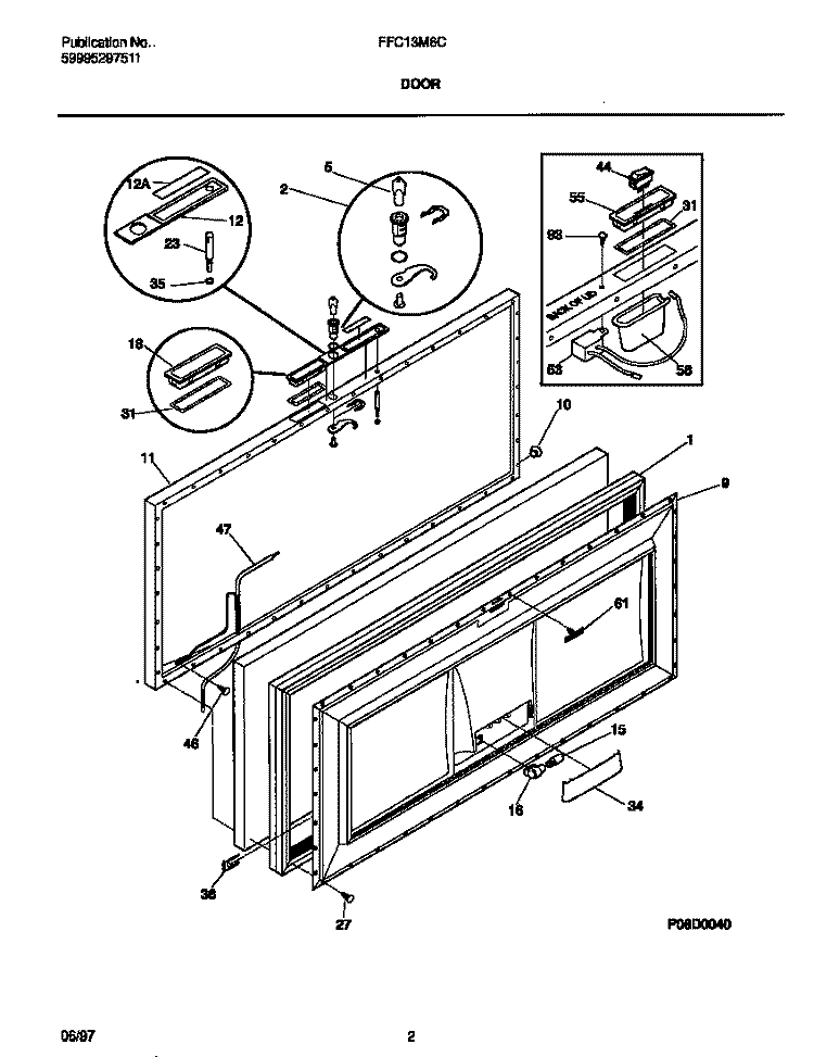 DOOR Diagram and Parts List for FFC13M6CW2  Frigidaire Freezer