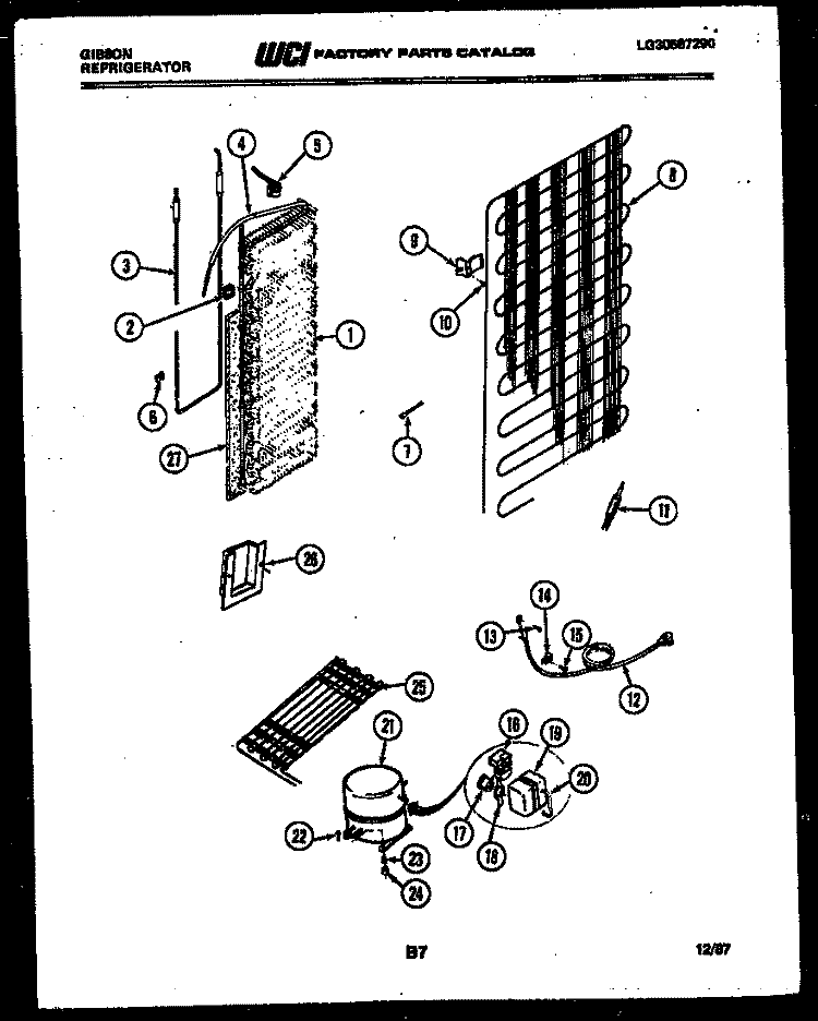 SYSTEM AND AUTOMATIC DEFROST PARTS Diagram and Parts List for RS19F6WS1C  Gibson Refrigerator