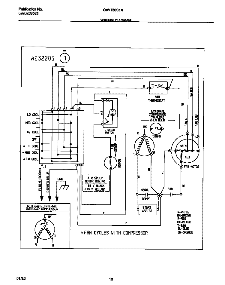 WIRING DIAGRAM Diagram and Parts List for GAV158S1A3  Gibson Air Conditioner