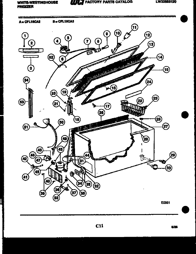 CHEST FREEZER PARTS Diagram and Parts List for CFL16CA3  Frigidaire Freezer