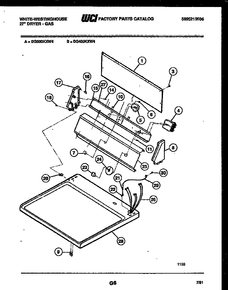 CONSOLE AND CONTROL PARTS Diagram and Parts List for DG500KXH4  Frigidaire Dryer