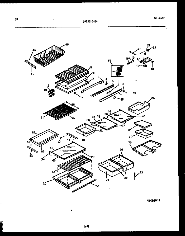 SHELVES AND SUPPORTS Diagram and Parts List for FPCEB21TIRB1  Frigidaire Refrigerator