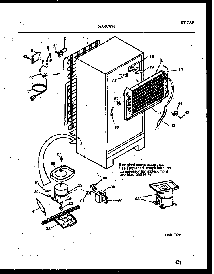 SYSTEM AND AUTOMATIC DEFROST PARTS Diagram and Parts List for RT163LCD3  Frigidaire Refrigerator