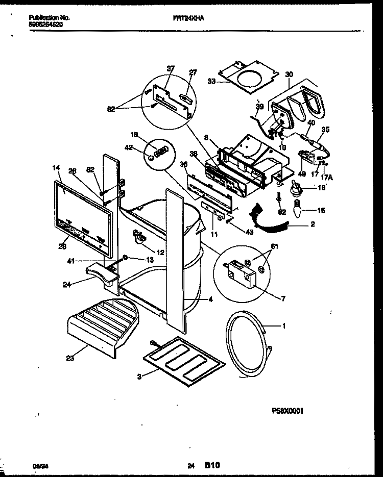 ICE DOOR, DISPENSER AND WATER TANKS Diagram and Parts List for FRT24XHAY1  Frigidaire Refrigerator