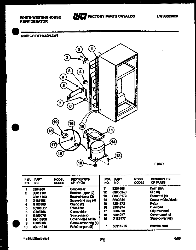 SYSTEM AND AUTOMATIC DEFROST PARTS Diagram and Parts List for RT114LCD1  Frigidaire Refrigerator