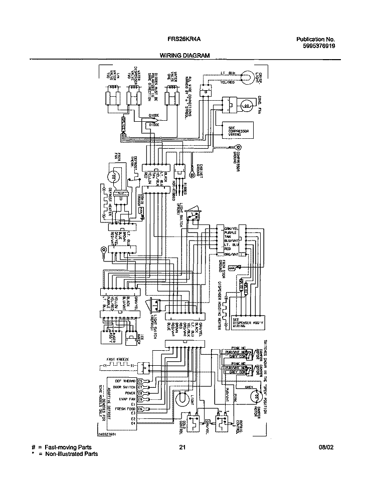WIRING DIAGRAM Diagram and Parts List for FRS26KR4AQ5  Frigidaire Refrigerator