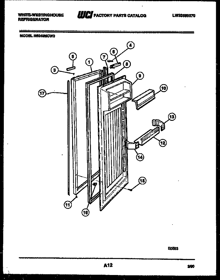 REFRIGERATOR DOOR PARTS Diagram and Parts List for RS249MCD0  Frigidaire Refrigerator