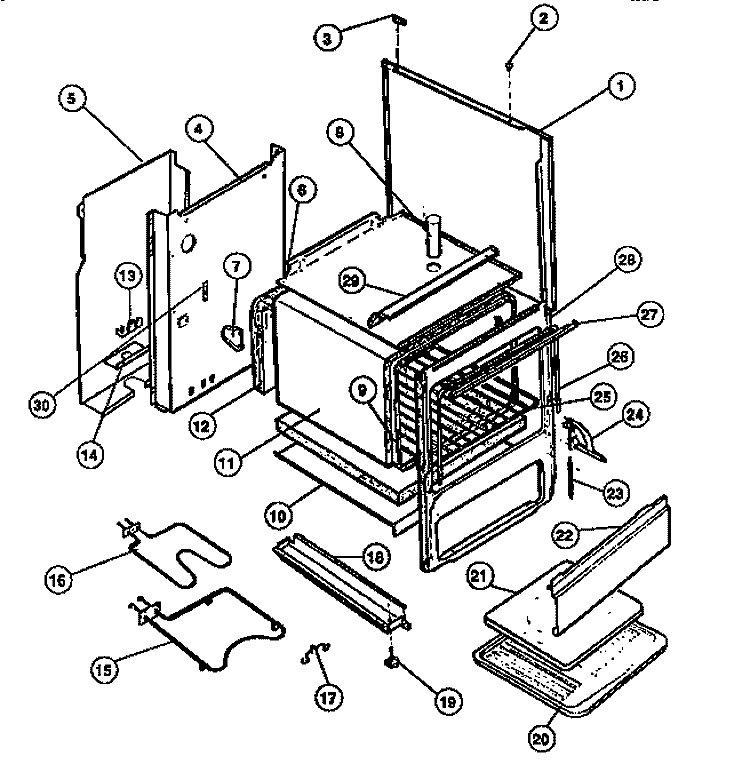 BODY Diagram and Parts List for KF201HDD5  Frigidaire Range