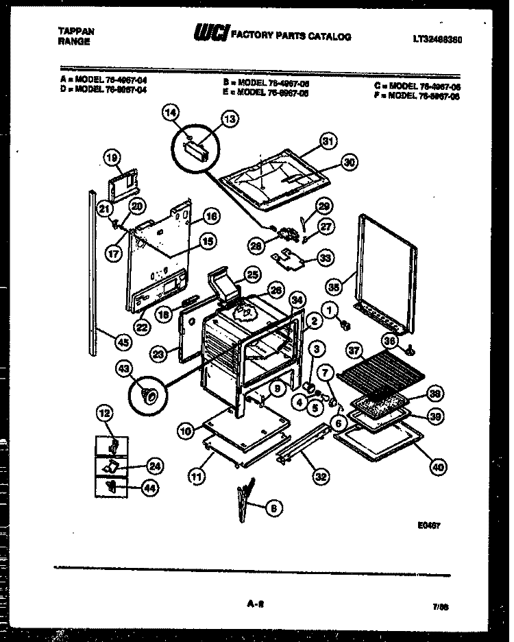 BODY PARTS Diagram and Parts List for 76-4967-00-04  Tappan Microwave Oven Combo
