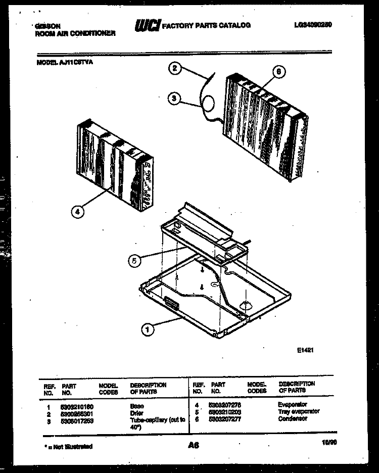 UNIT PARTS Diagram and Parts List for AJ11C5TYA  Gibson Air Conditioner