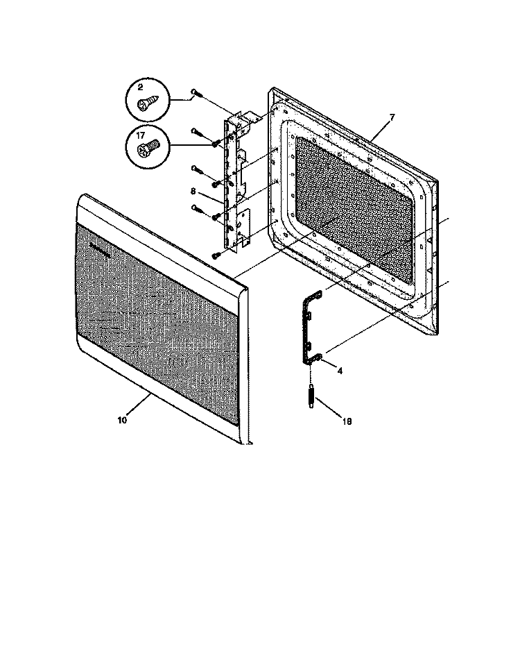 DOOR Diagram and Parts List for TMS134T  Tappan Microwave