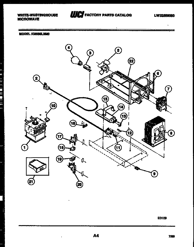 POWER CONTROL Diagram and Parts List for KM935LXM0  Frigidaire Microwave