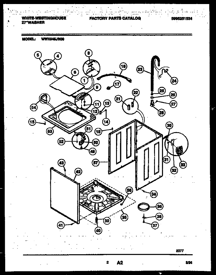 CABINET PARTS Diagram and Parts List for WWX645JBS0  Frigidaire Washer