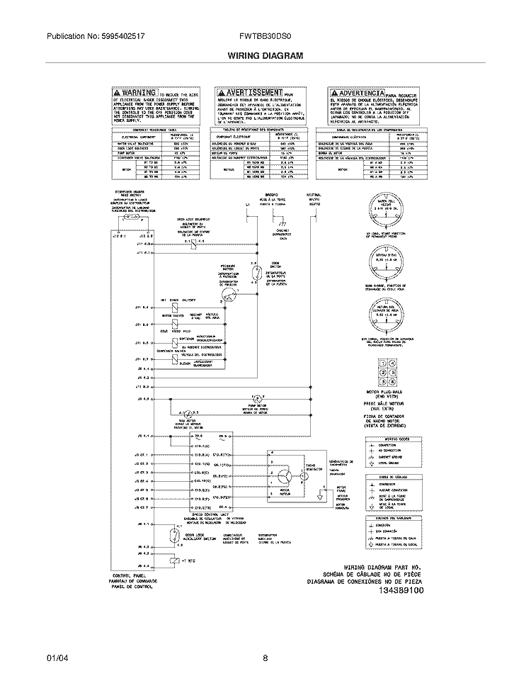 WIRING DIAGRAM Diagram and Parts List for FWTBB30DS0  Frigidaire Washer