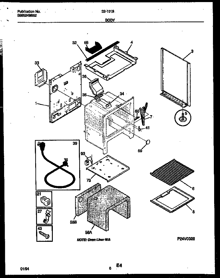 BODY PARTS Diagram and Parts List for 32-1019-00-12  Tappan Range