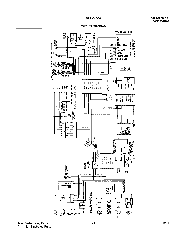 WIRING DIAGRAM Diagram and Parts List for NGS23ZZAW1  Frigidaire Refrigerator