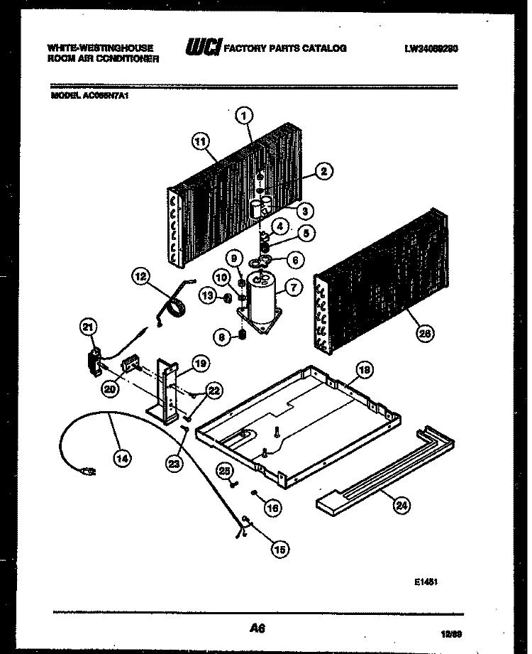 SYSTEM PARTS Diagram and Parts List for AC055N7A1  Frigidaire Air Conditioner