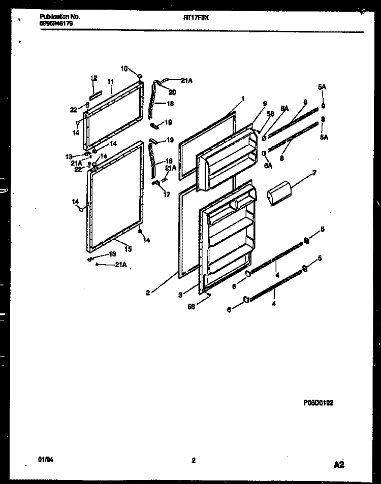 DOOR PARTS Diagram and Parts List for RT17F3WX4C  Gibson Refrigerator