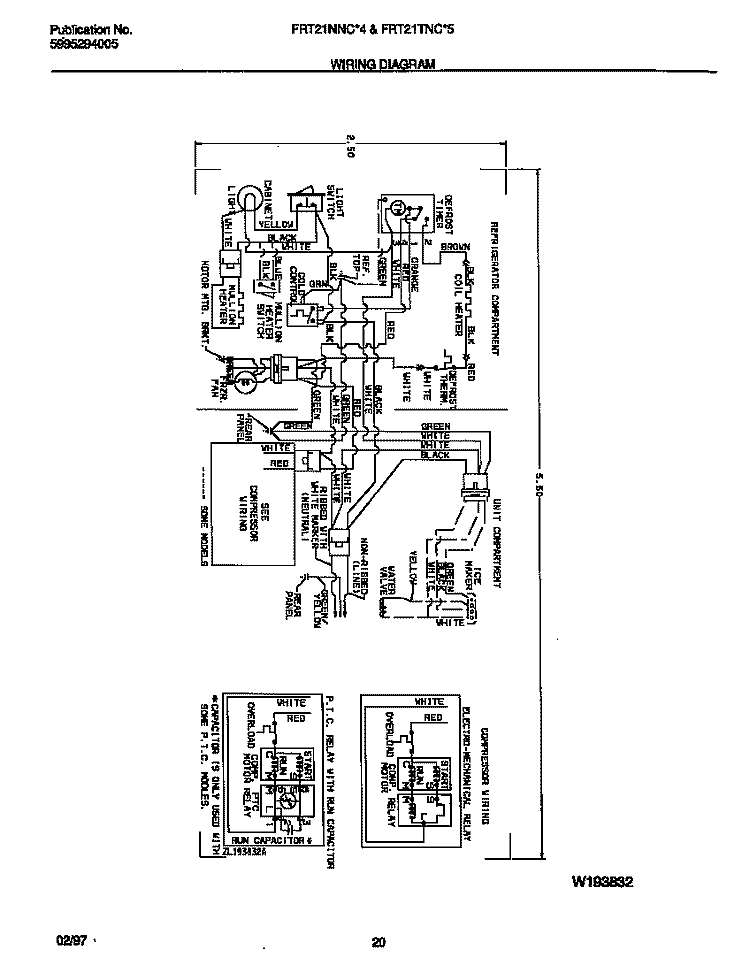 WIRING DIAGRAM Diagram and Parts List for FRT21TNCW5  Frigidaire Refrigerator