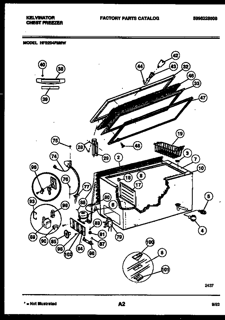 CHEST FREEZER PARTS Diagram and Parts List for HFS204FM5W  Kelvinator Freezer