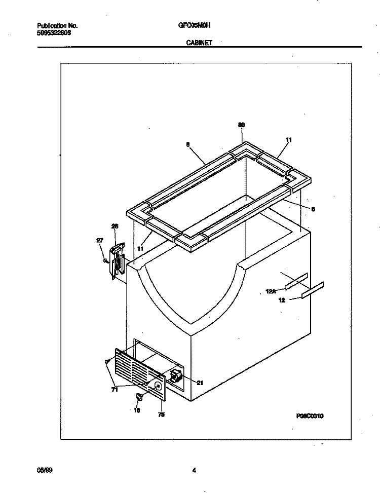 CABINET Diagram and Parts List for GFC05M0HW0  Gibson Freezer