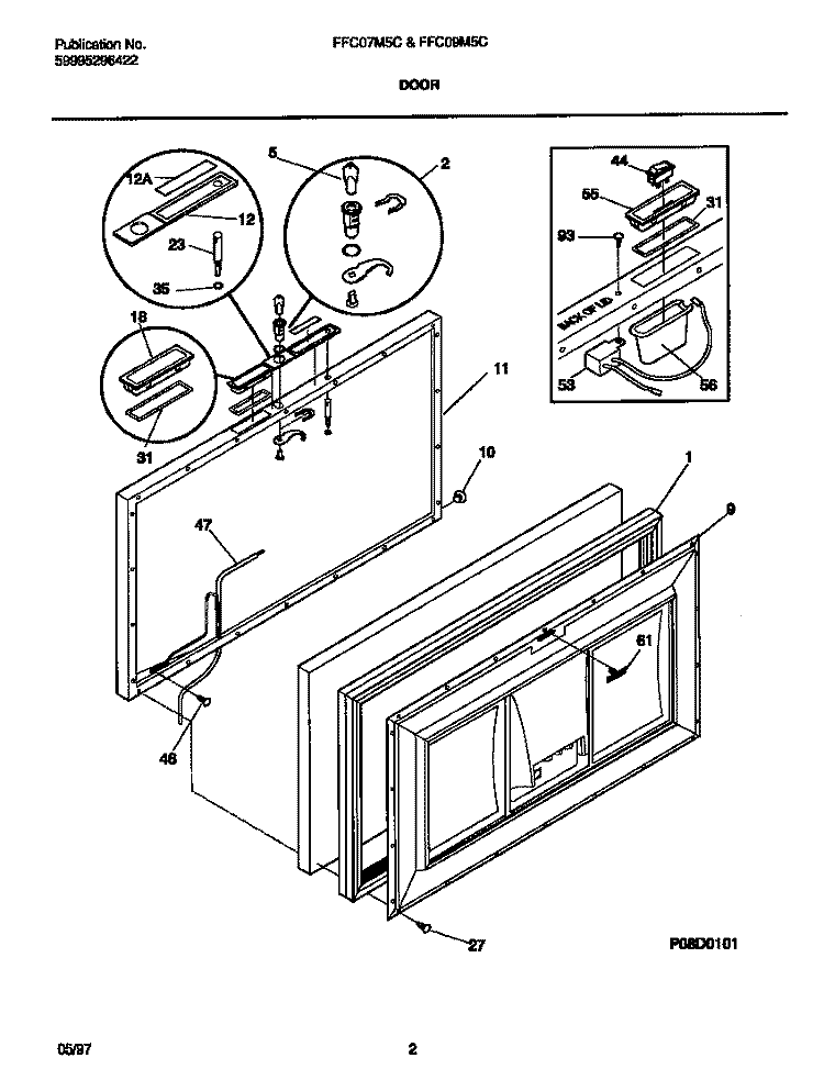 DOOR Diagram and Parts List for FFC09M5CW3  Frigidaire Freezer