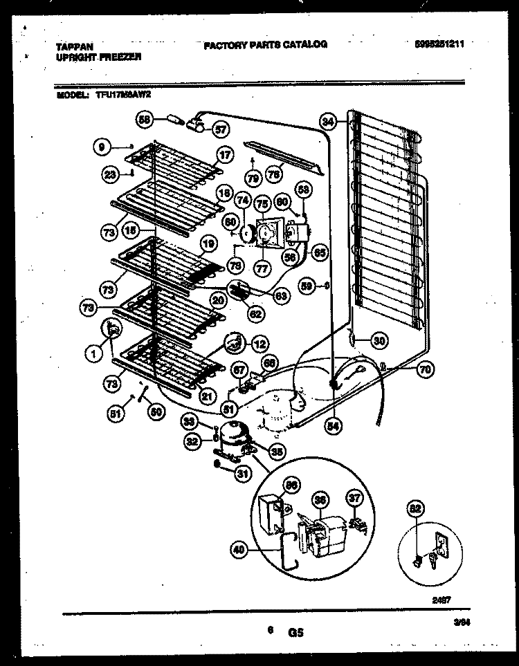 SYSTEM AND ELECTRICAL PARTS Diagram and Parts List for TFU17M6AW2  Tappan Freezer