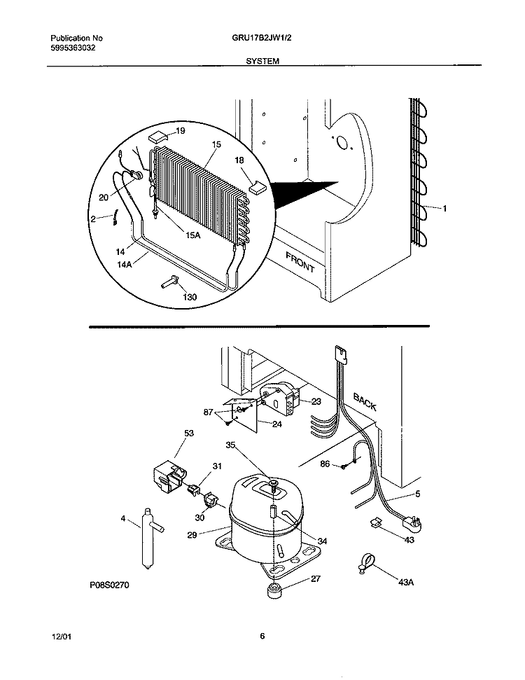 SYSTEM Diagram and Parts List for GRU17B2JW2  Gibson Refrigerator