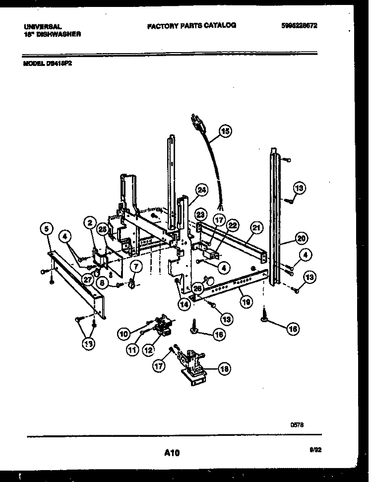 POWER DRY AND MOTOR PARTS Diagram and Parts List for DB418PW2  Frigidaire Dishwasher