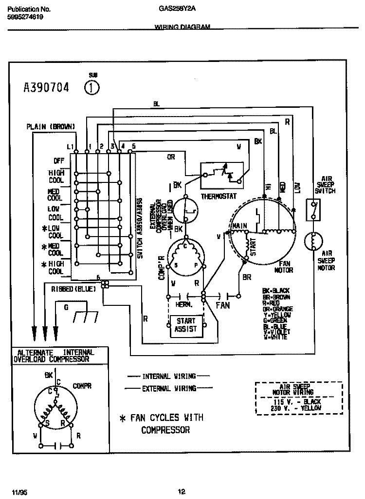 WIRING DIAGRAM Diagram and Parts List for GAS258Y2A1  Gibson Air Conditioner