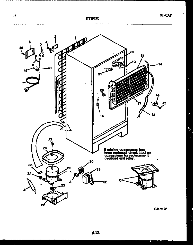 SYSTEM AND AUTOMATIC DEFROST PARTS Diagram and Parts List for RT195SCF0  Frigidaire Refrigerator