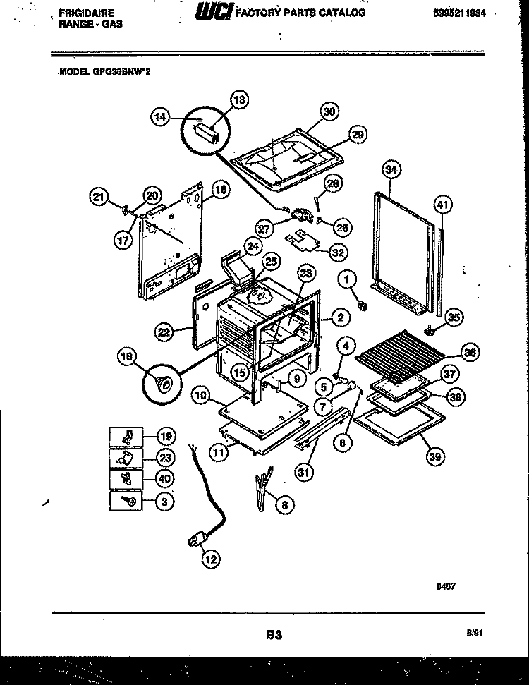 BODY PARTS Diagram and Parts List for GPG38BNW2  Frigidaire Range