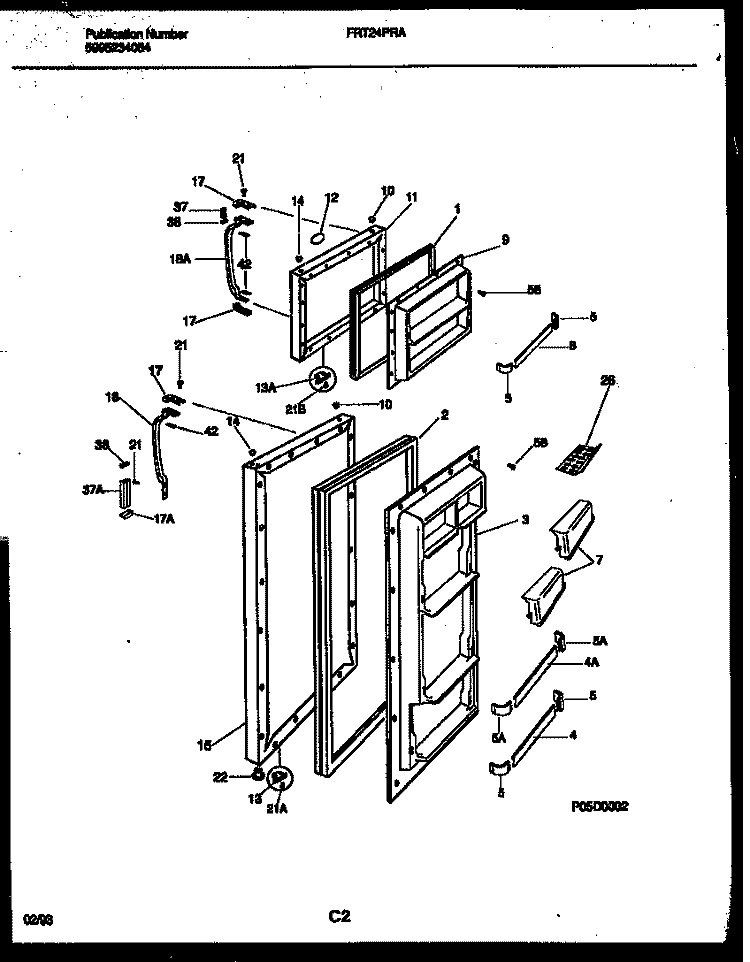 DOOR PARTS Diagram and Parts List for FRT24PRAY1  Frigidaire Refrigerator