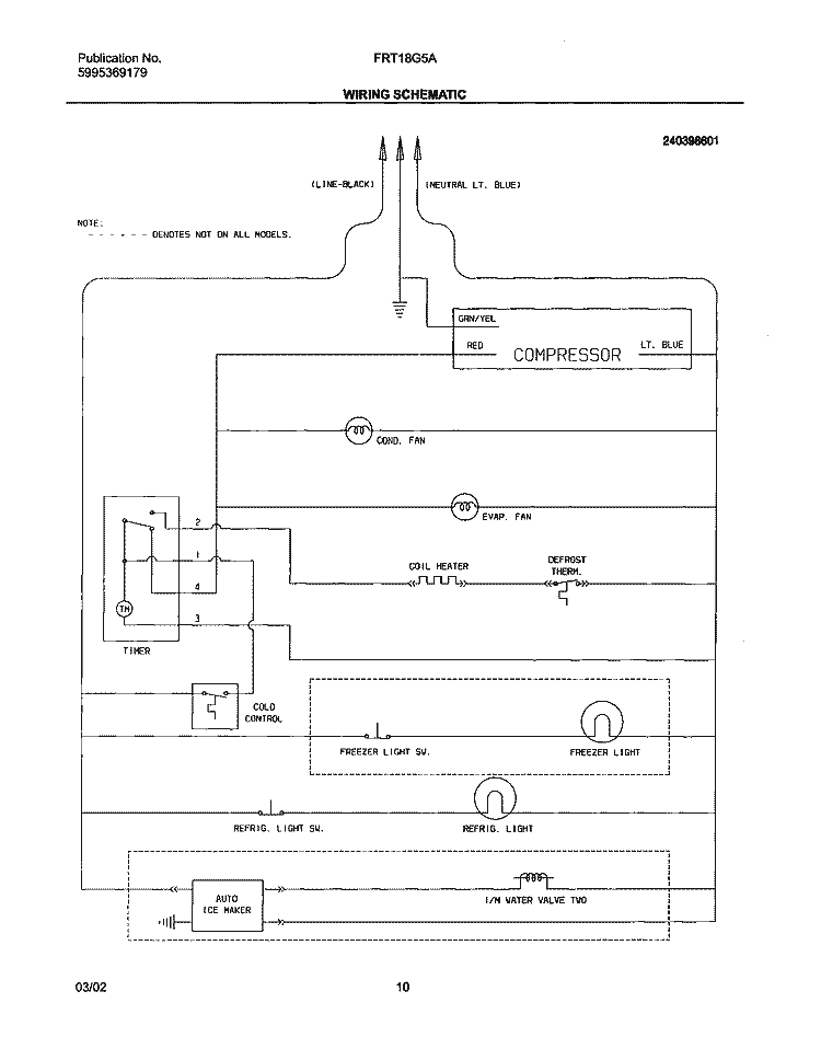 WIRING SCHEMATIC Diagram and Parts List for FRT18G5AW2  Frigidaire Refrigerator