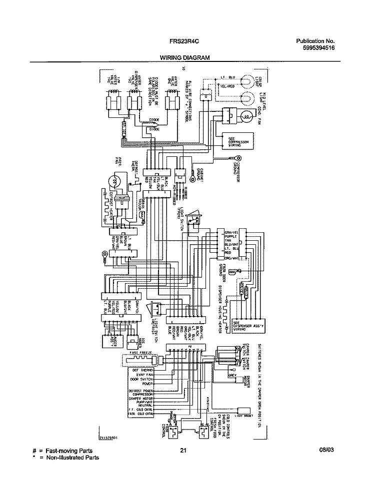 WIRING DIAGRAM Diagram and Parts List for FRS23R4CQ2  Frigidaire Refrigerator