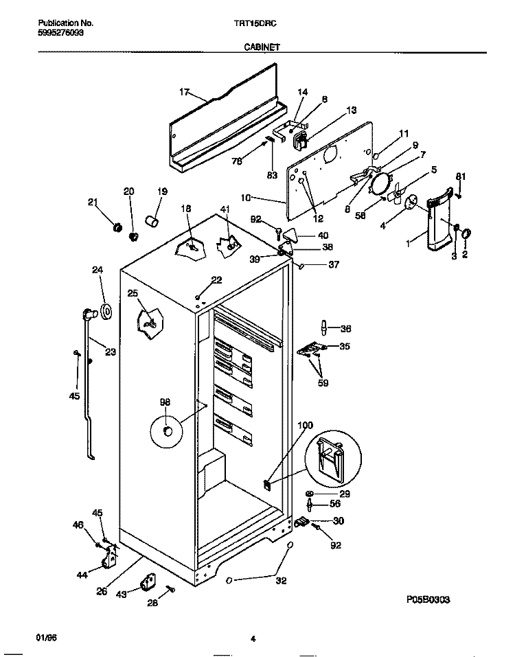 CABINET Diagram and Parts List for TRT15DRCZ1  Tappan Refrigerator