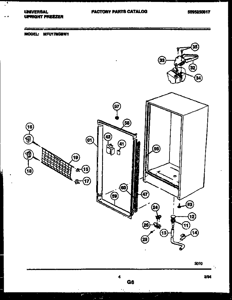 CABINET PARTS Diagram and Parts List for MFU17M3BW1  Frigidaire Freezer