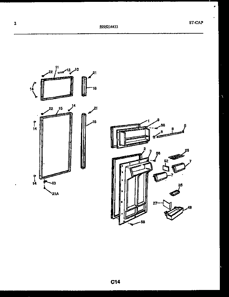 DOOR PARTS Diagram and Parts List for FPE19TRW1  Frigidaire Refrigerator