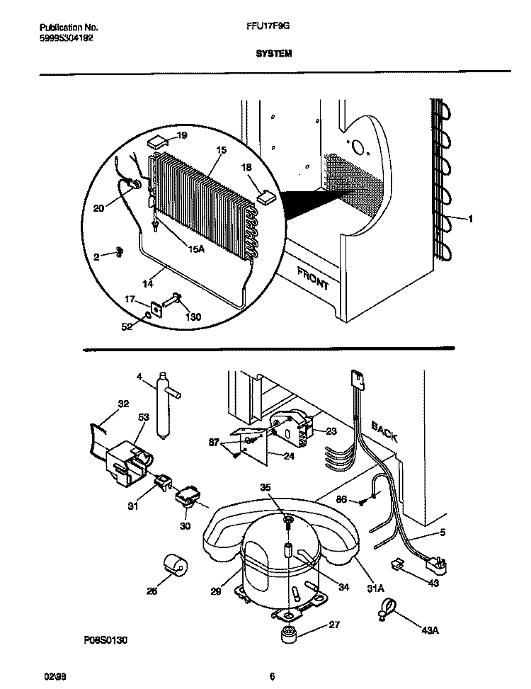 SYSTEM Diagram and Parts List for FFU17F9GW0  Frigidaire Freezer
