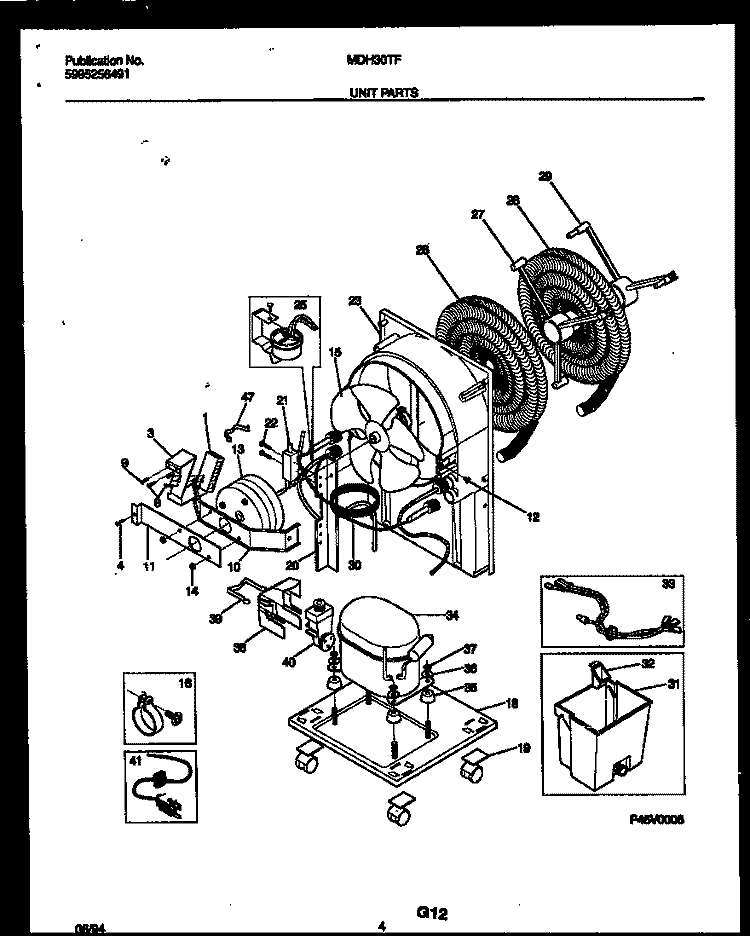 UNIT PARTS Diagram and Parts List for MDH30TF2  Frigidaire Dehumidifier