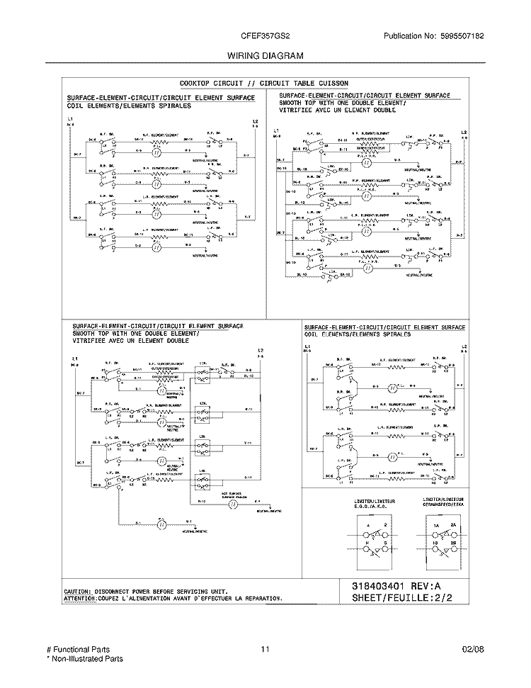 WIRING DIAGRAM Diagram and Parts List for CFEF357GS2  Frigidaire Range