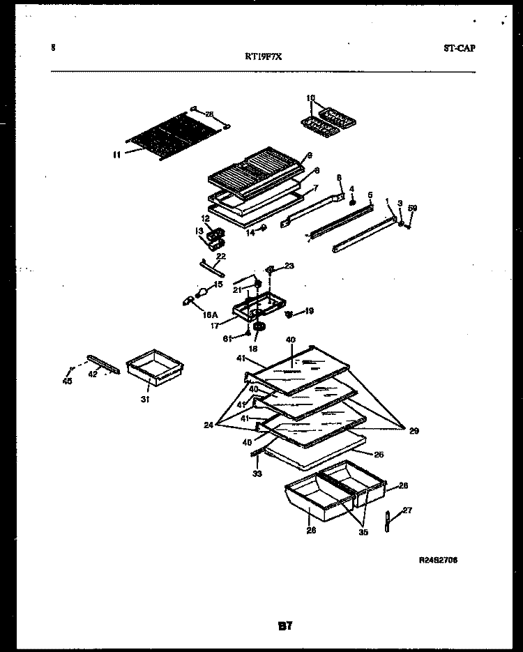 SHELVES AND SUPPORTS Diagram and Parts List for RT19F7DX3C  Gibson Refrigerator