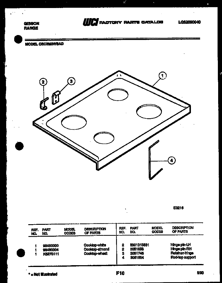 COOKTOP PARTS Diagram and Parts List for CEC3M5WSAD  Gibson Range