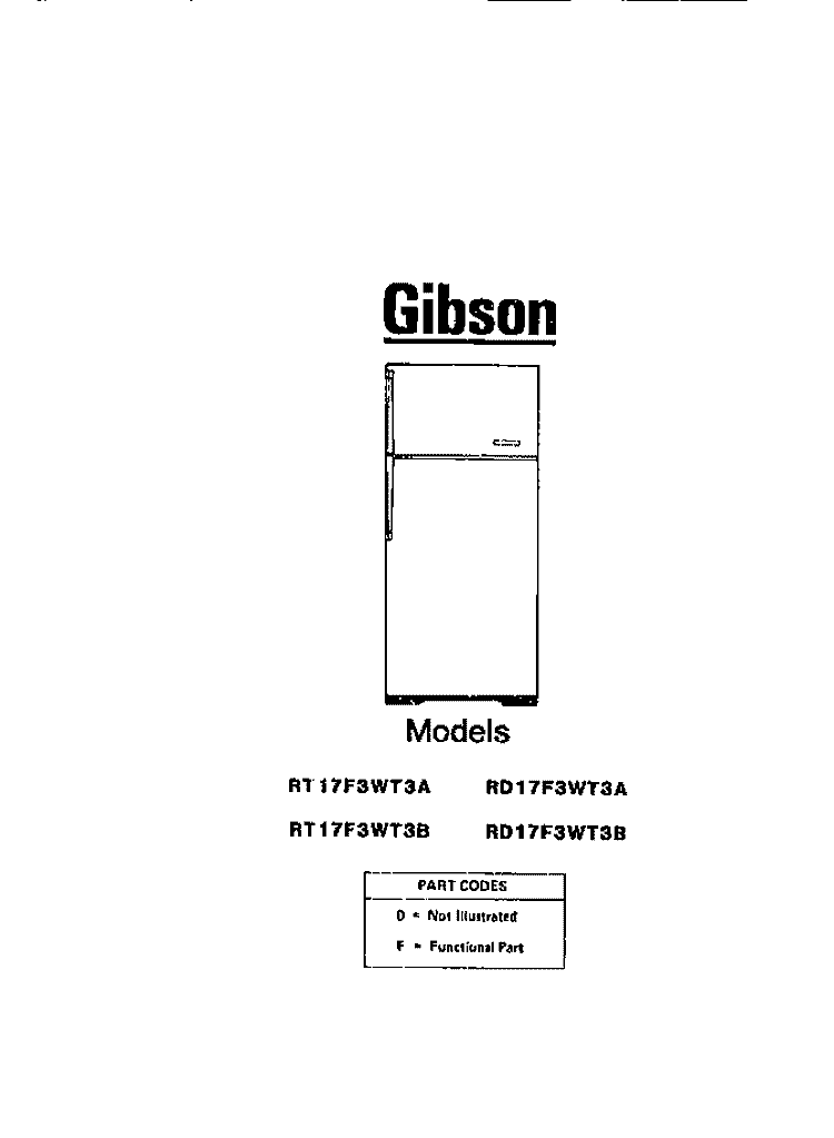 COVER Diagram and Parts List for RT17F3WT3A  Gibson Refrigerator