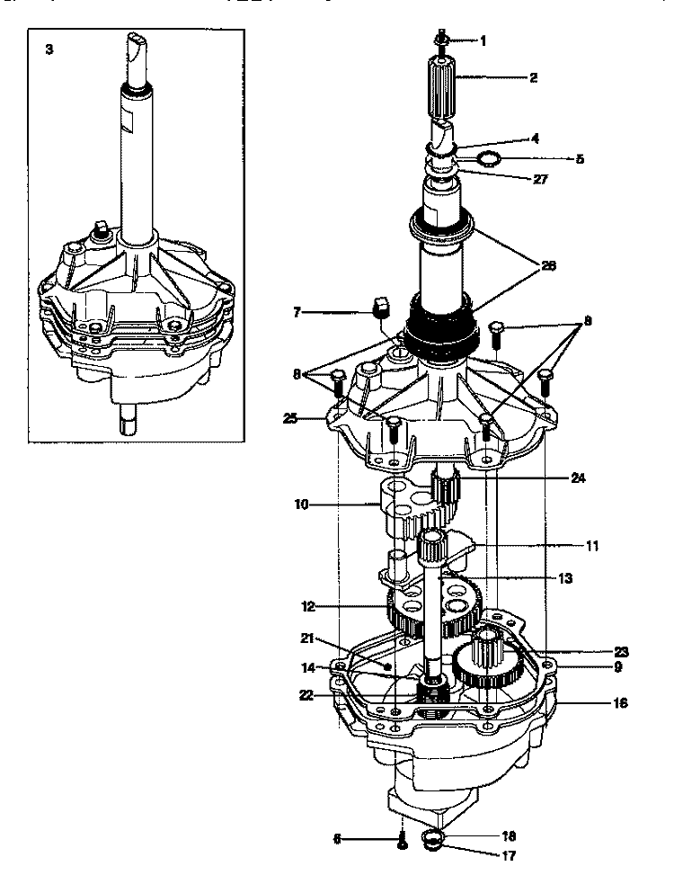 TRANSMISSION Diagram and Parts List for MWL411RBW1  Frigidaire Washer