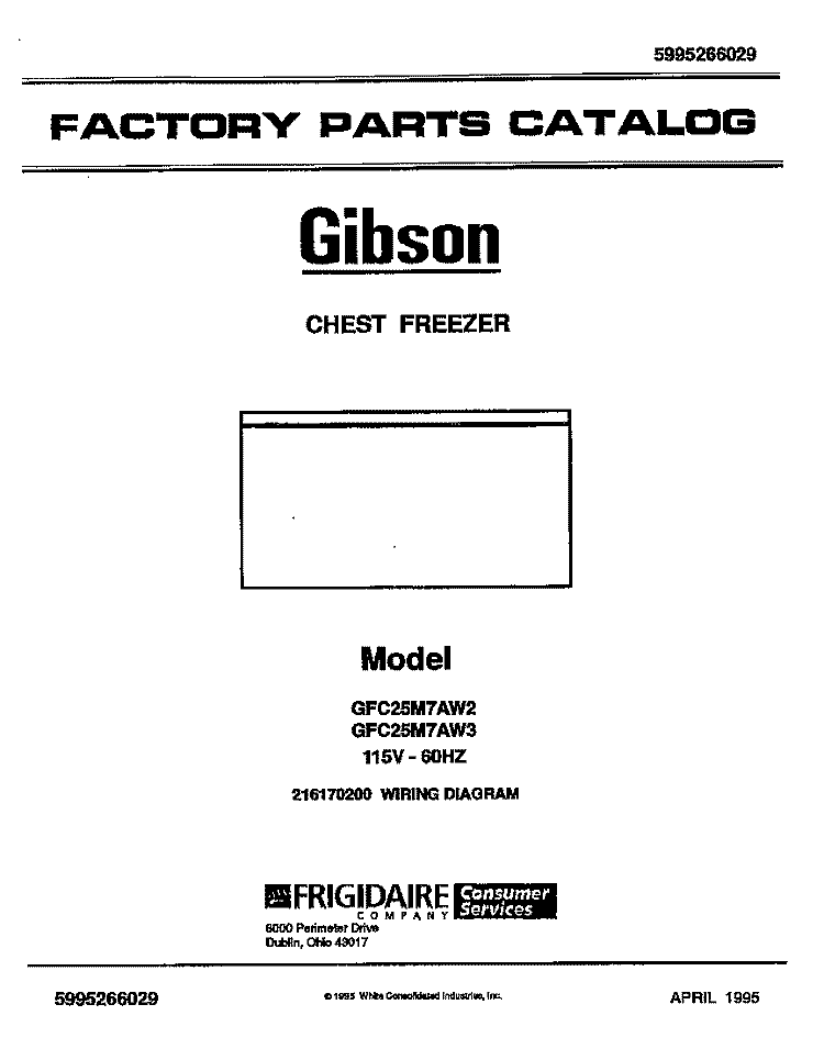 COVER Diagram and Parts List for GFC25M7AW2  Gibson Freezer