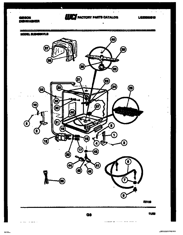 INNER TUB PARTS Diagram and Parts List for SU24S8KVLB  Gibson Dishwasher