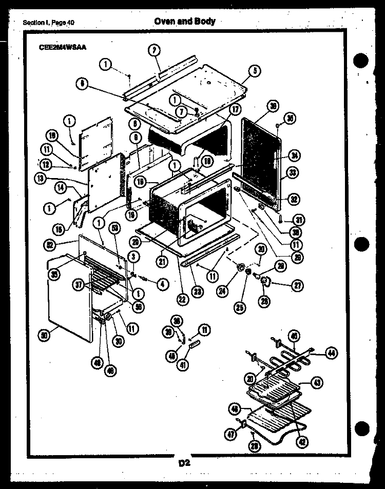OVEN AND BODY Diagram and Parts List for CEA1M2WSTA  Gibson Range