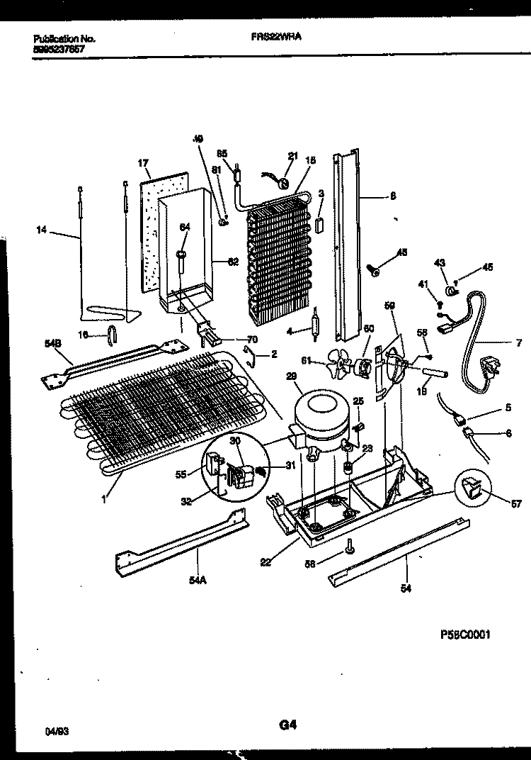 SYSTEM AND AUTOMATIC DEFROST PARTS Diagram and Parts List for FRS22WRAD1  Frigidaire Refrigerator